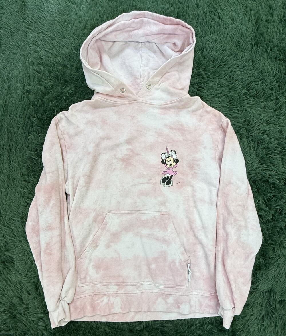 Disney PrettyLittleThing Girls Pink Tie Dye Minnie Mouse Unicorn Hoodie